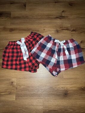 Woman's pair of plaid flannel boxer shorts.